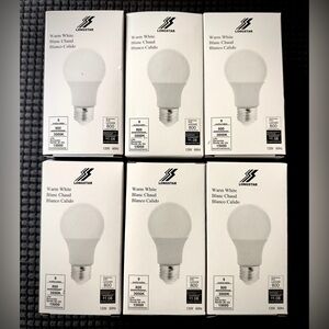 Longstar Warm White LED Light Bulbs (6 Pack) | 800 Lumens/9Watts/3000K